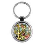 Initially Yours - The Illustrated Alphabet  B  - by LaRenard Studios Key Chain (Round)
