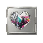Graffiti Grunge Mega Link Heart Italian Charm (18mm)