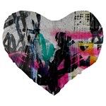 Graffiti Grunge Large 19  Premium Heart Shape Cushion