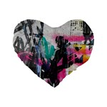 Graffiti Grunge Standard 16  Premium Flano Heart Shape Cushion 