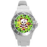 Deathrock Skull & Crossbones Round Plastic Sport Watch (L)