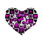 Emo Scene Girl Skull Standard 16  Premium Flano Heart Shape Cushion 