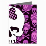 Pink Polka Dot Bow Skull Greeting Cards (Pkg of 8)