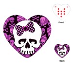 Pink Polka Dot Bow Skull Playing Cards Single Design (Heart)