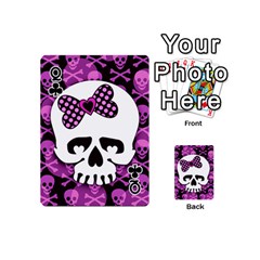 Queen Pink Polka Dot Bow Skull Playing Cards 54 Designs (Mini) from mytees Front - ClubQ