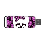 Pink Polka Dot Bow Skull Portable USB Flash (Two Sides)