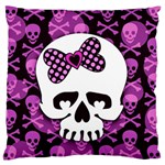 Pink Polka Dot Bow Skull Standard Flano Cushion Case (Two Sides)