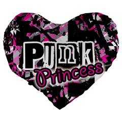 Punk Princess Large 19  Premium Flano Heart Shape Cushion from mytees Back
