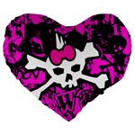 Punk Skull Princess Large 19  Premium Heart Shape Cushion