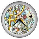The Illustrated Alphabet - K - by LaRenard Wall Clock (Silver)