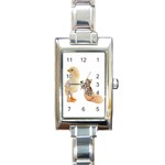 Kitten in an egg with chick Rectangular Italian Charm Watch