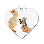 Kitten in an egg with chick Dog Tag Heart (One Side)