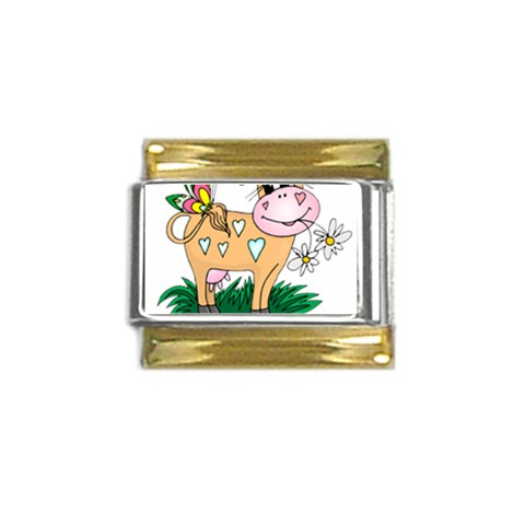 Cute cow Gold Trim Italian Charm (9mm) from mytees Front