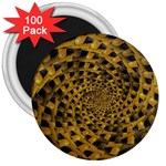 Spiral Symmetry Geometric Pattern Black Backgrond 3  Magnets (100 pack)