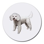 White Poodle Dog Gifts BW Round Mousepad