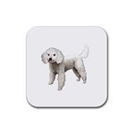 White Poodle Dog Gifts BW Rubber Square Coaster (4 pack)