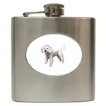 White Poodle Dog Gifts BW Hip Flask (6 oz)