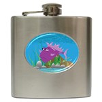Purple Grumpy Fish Hip Flask (6 oz)