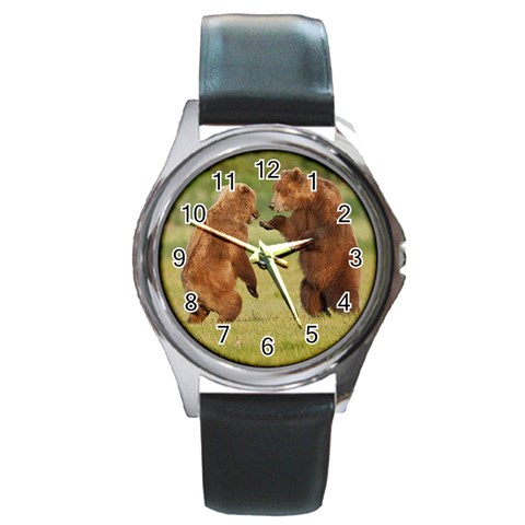 bear4 Round Metal Watch from mytees Front