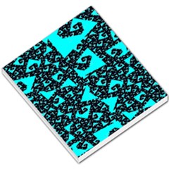Teal On Black Funky Fractal Small Memo Pads