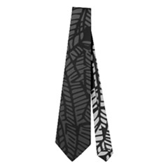 Grey Ombre Feather Pattern, Black, Necktie (two Side)