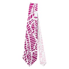 Pink Ombre Feather Pattern, White, Necktie (two Side)