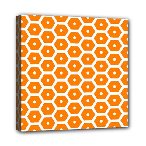 Golden Be Hive Pattern Mini Canvas 8  X 8 