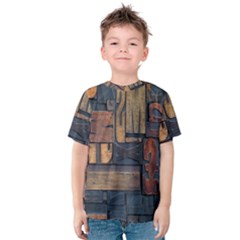 Letters Wooden Old Artwork Vintage Kids  Cotton Tee