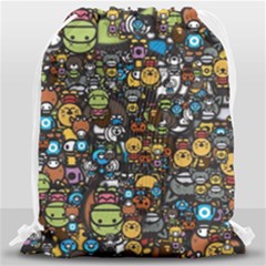 Many Funny Animals Drawstring Bag (large)