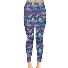 Blue Dinosaur Stylish Pattern Leggings