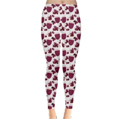 Purple Pattern With Wine Glasses Leggings