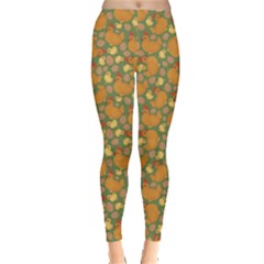 Green Chicken Flat Pattern Women s Leggings