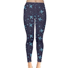 Blue Airplanes In The Night Sky Pattern Women s Leggings
