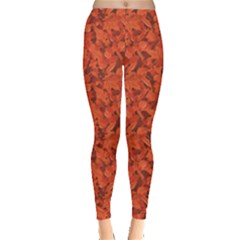 Orange Miscellaneous Rich Orange Fall Leaves Pattern Leggings