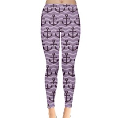 Purple With Sea Anchors Stylish Design Leggings