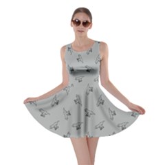 Light Gray Tyrannosaurus Dinosaur Doodle Pattern Skater Dress