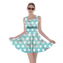 Snow Dot Blue Skater Dress