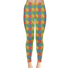 Green Puzzles Color Pattern Women s Leggings