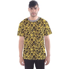 Yellow Skull Crossbones Pattern Men s Sport Mesh Tee