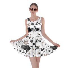 Black Flower Floral Pattern Texture Art Skater Dress