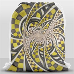 Liquid Taxi Cab, A Yellow Checkered Retro Fractal Drawstring Bag (large)