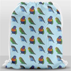 Blue Birds Parrot Pattern Drawstring Bag (large)
