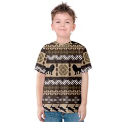 Lion African Vector Pattern Kids  Cotton Tee