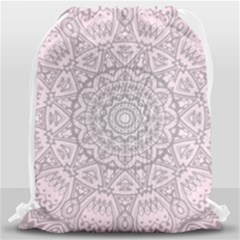 Pink Mandala Art  Drawstring Bag (large)