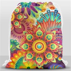 Colorful Abstract Pattern Kaleidoscope Drawstring Bag (large)