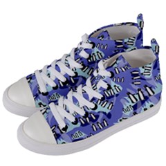 Penguins Pattern Women s Mid-top Canvas Sneakers