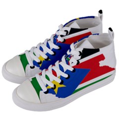 South Sudan Flag Map Geography Women s Mid-top Canvas Sneakers