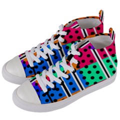 Polka Dots Two Times 5 Black Women s Mid-top Canvas Sneakers