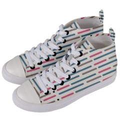 Long Lines Vector Pattern Women s Mid-top Canvas Sneakers