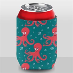 Cute Smiling Red Octopus Swimming Underwater Can Holder